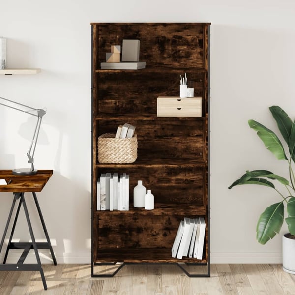 vidaXL bogreol 80x31x169 cm konstrueret træ røget egetræ