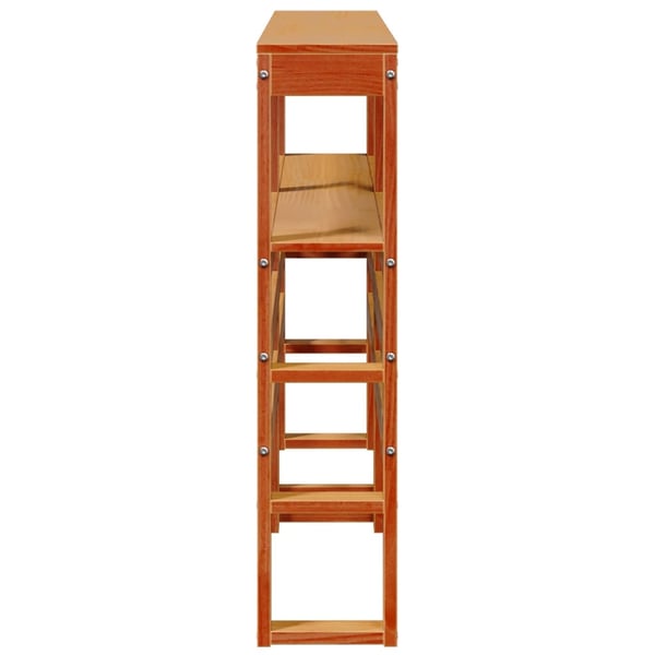 vidaXL Hodegavl med hyller voksbrun 135 cm heltre furu