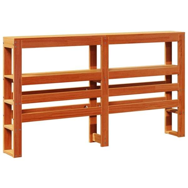 vidaXL Hodegavl med hyller voksbrun 135 cm heltre furu