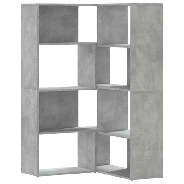 vidaXL Bokhylle hjørne 4 etasjer betonggrå 85x85x140 cm konstruert tre