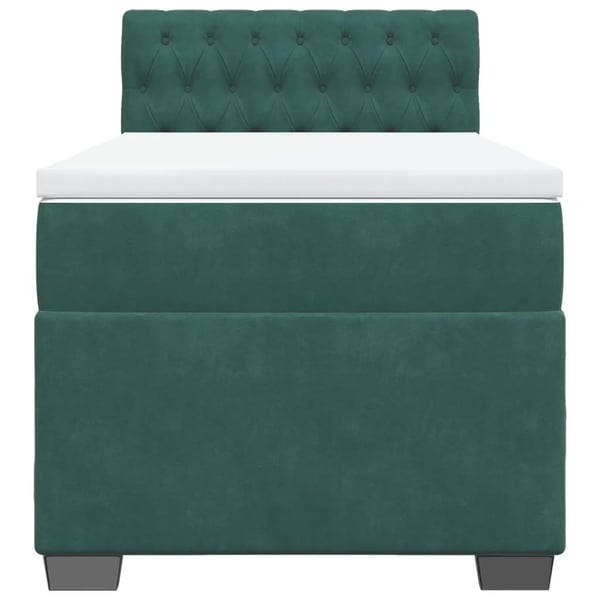 vidaXL kontinentalseng med madras 90x190 cm fløjl mørkegrøn