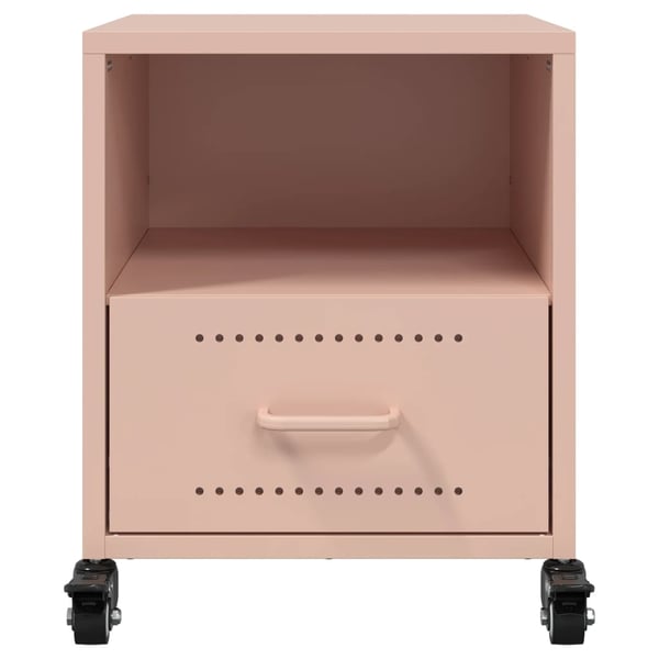 vidaXL sengebord 36x39x43,5 cm stål lyserød