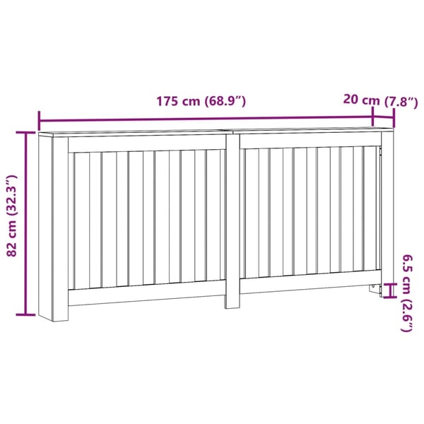 vidaXL radiatorskjuler 175x20x82 cm konstrueret træ røget egetræsfarve