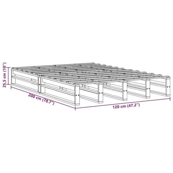 vidaXL Sengeramme uten madrass hvit 120x200 cm heltre furu