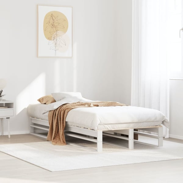 vidaXL sengeramme uden madras 75x190 cm massivt fyrretræ hvid