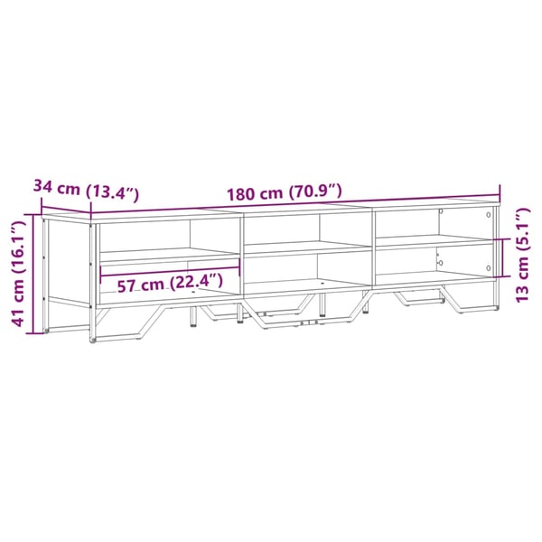 vidaXL TV-benk røkt eik 180x34x41 cm konstruert tre