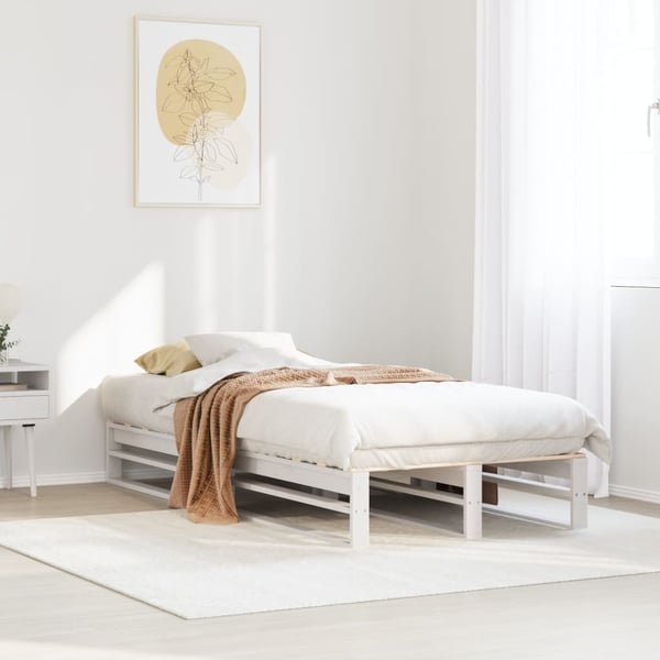 vidaXL sengeramme uden madras 90x190 cm massivt fyrretræ hvid