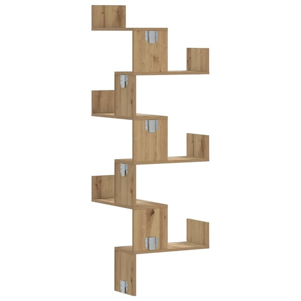 vidaXL væghængt hjørnehylde 45x45x147 cm konstrueret træ egetræslook