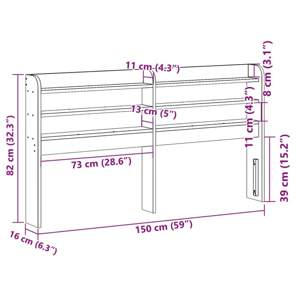 vidaXL Hodegavl med hyller voksbrun 140 cm heltre furu