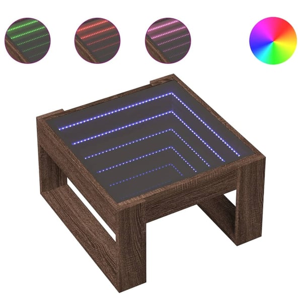 vidaXL Salongbord med Infinity LED brun eik 50x53x30 cm