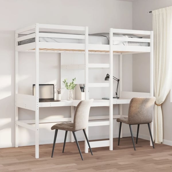 vidaXL Ramme for loftseng uten madrass hvit 75x190 cm heltre furu