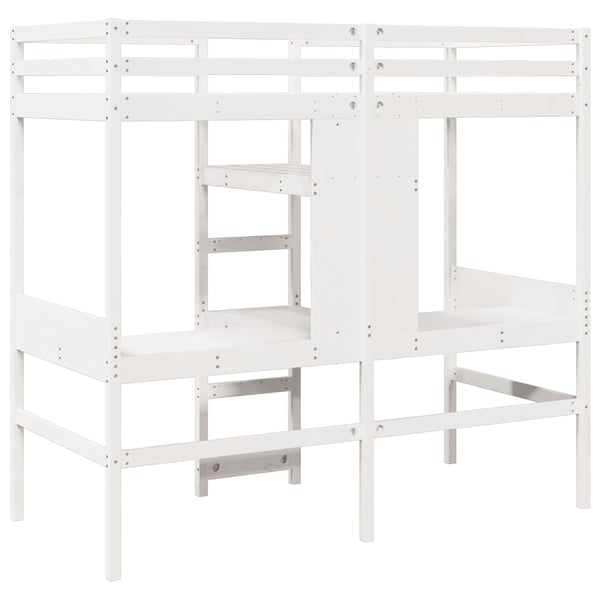 vidaXL Ramme for loftseng uten madrass hvit 75x190 cm heltre furu