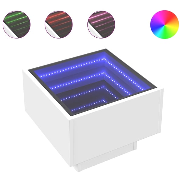 vidaXL Salongbord med Infinity LED hvit 40x40x30 cm