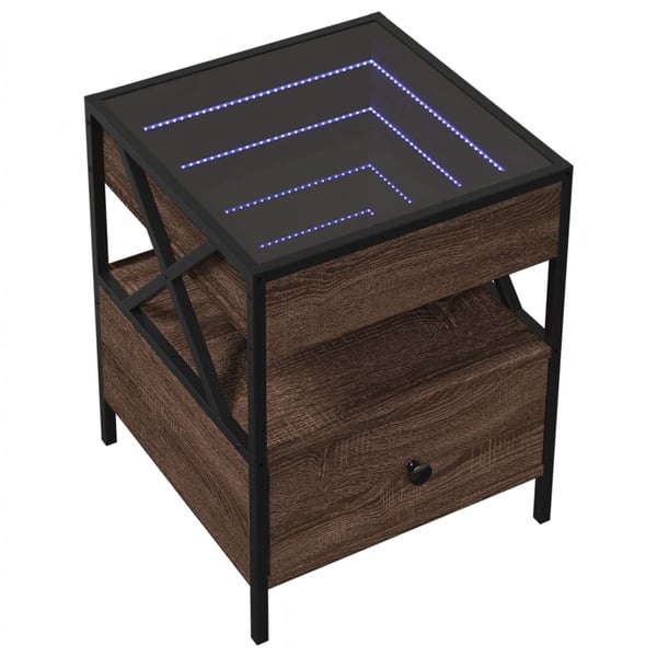 vidaXL Salongbord med Infinity LED brun eik 40x40x51 cm