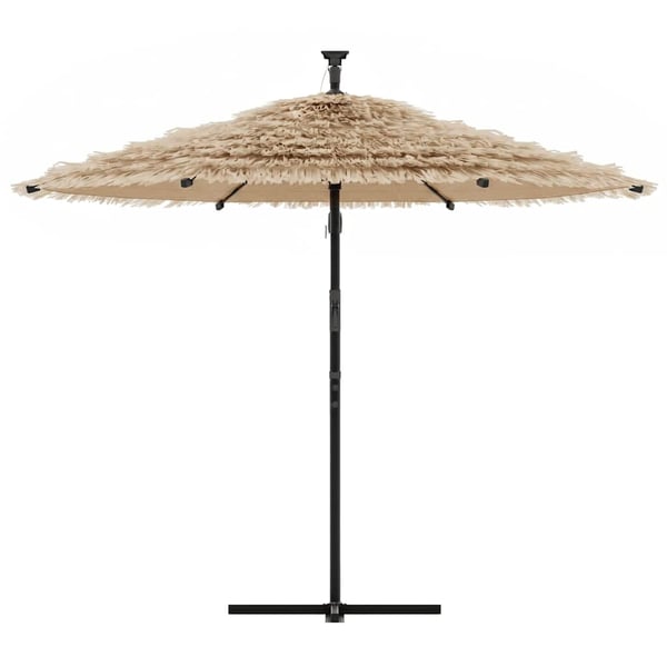 vidaXL haveparasol med LED-lys og stålstang 290x290x238 cm brun