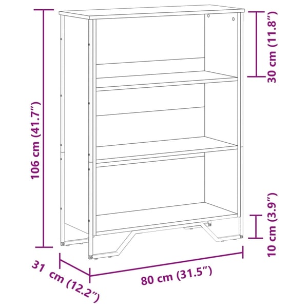 vidaXL Bokhylle røkt eik 80x31x106 cm konstruert tre