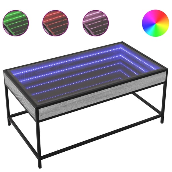 vidaXL Salongbord med Infinity LED grå sonoma 90x50x41 cm