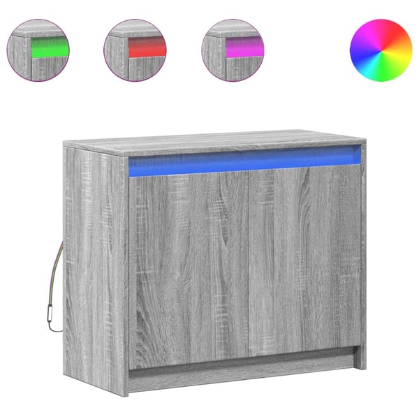 vidaXL Skjenk med LED grå sonoma 72x34x61 cm konstruert tre