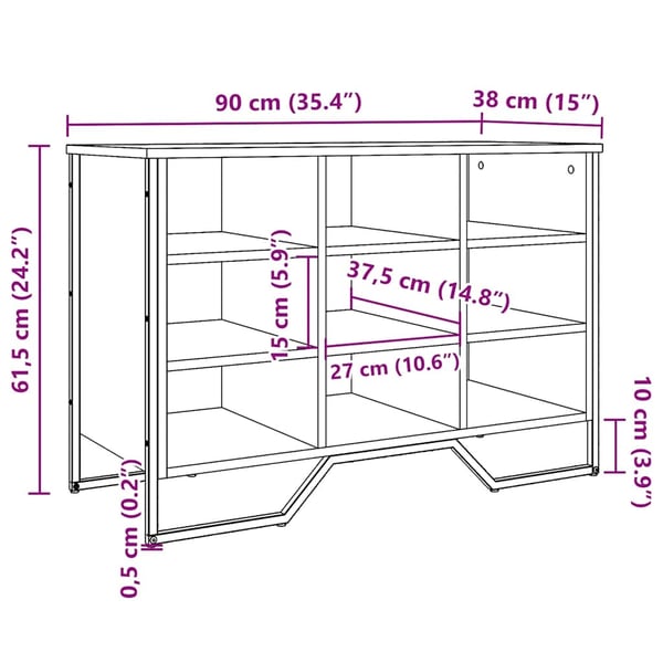 vidaXL Skohylle røkt eik 90x38x61,5 cm konstruert tre