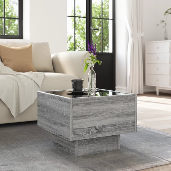 vidaXL Sidebord LED grå sonoma 40x40x30 cm konstruert tre