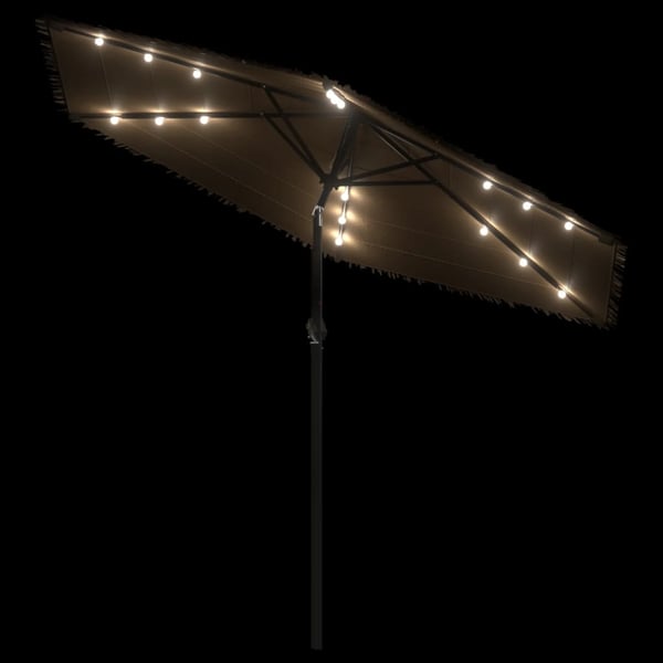 vidaXL Hageparasoll med LED med stålstang brun 268x268x226 cm