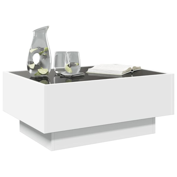 vidaXL Salongbord med LED hvit 70x50x30 cm konstruert tre