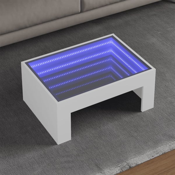 vidaXL sofabord med Infinity LED-lys 70x50x30 cm hvid