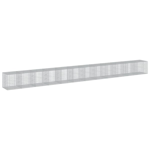 vidaXL gabionkurv med cover 1200x100x100 cm galvaniseret jern