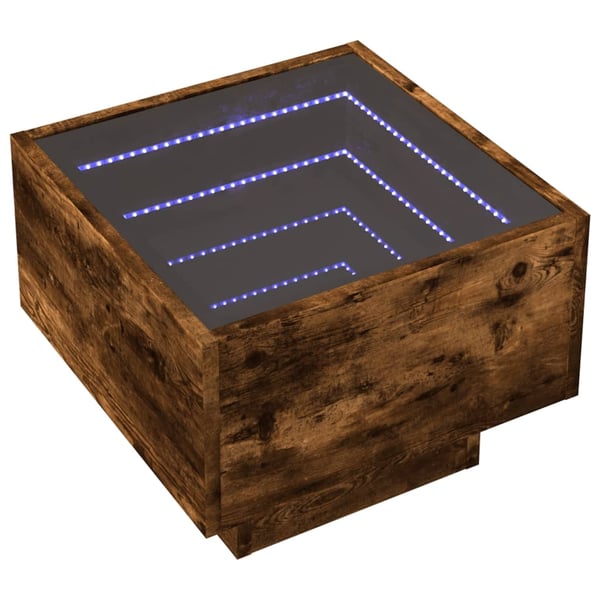 vidaXL Salongbord med Infinity LED røkt eik 40x40x30 cm