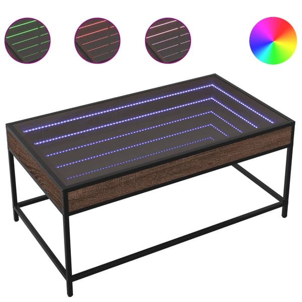 vidaXL Salongbord med Infinity LED brun eik 90x50x41 cm
