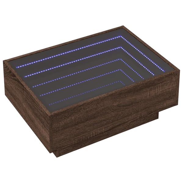 vidaXL Salongbord med LED brun eik 70x50x30 cm konstruert tre