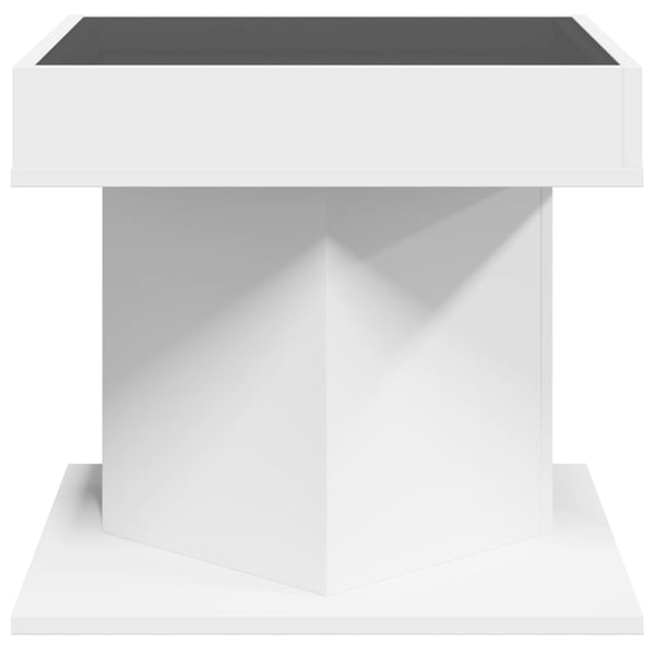 vidaXL Salongbord med LED hvit 50x50x45 cm sponplate