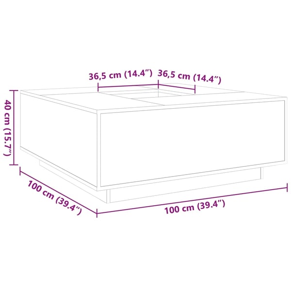 vidaXL Salongbord sonoma eik 100x100x40 cm konstruert tre