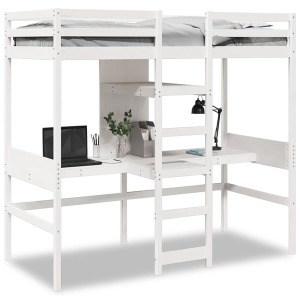 vidaXL Ramme for loftseng uten madrass hvit 80x200 cm heltre furu