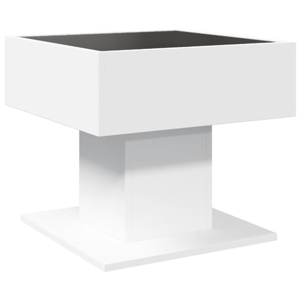 vidaXL Salongbord med LED hvit 50x50x45 cm sponplate