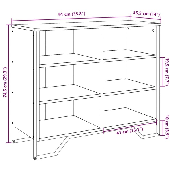 vidaXL Skjenk svart 91x35,5x74,5 cm konstruert tre