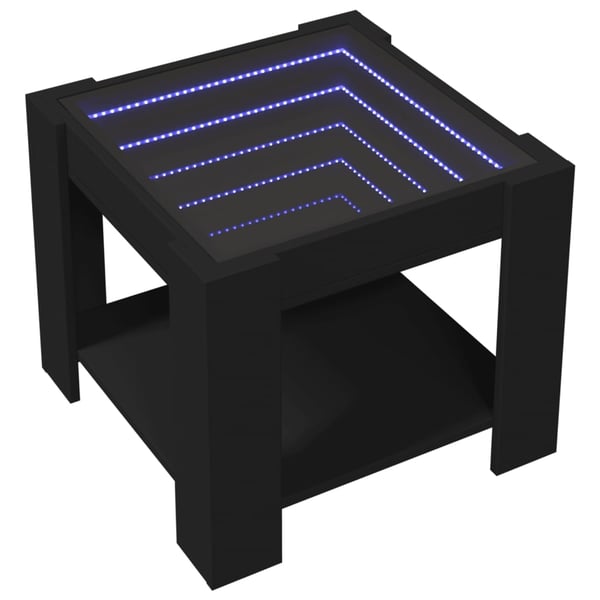 vidaXL Salongbord med LED svart 53x53x45 cm konstruert tre