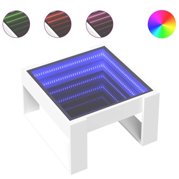 vidaXL Salongbord med Infinity LED hvit 50x53x30 cm