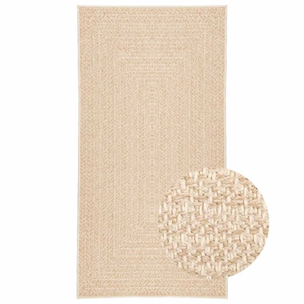 vidaXL gulvtæppe ZIZUR beige 80x150 cm jute-look indendørs og udendørs