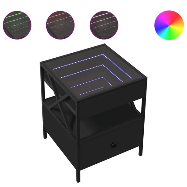 vidaXL sofabord med Infinity LED-lys 40x40x51 cm sort