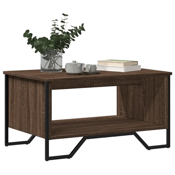 vidaXL sofabord 75x51x40 cm konstrueret træ brun egetræsfarve