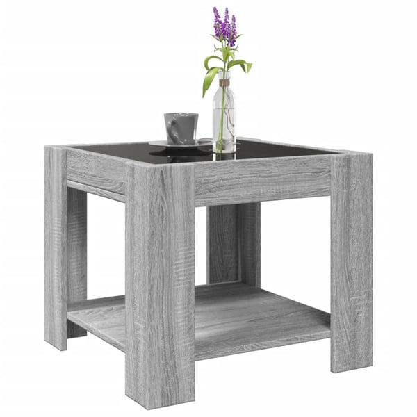 vidaXL Salongbord med LED grå sonoma 53x53x45 cm konstruert tre