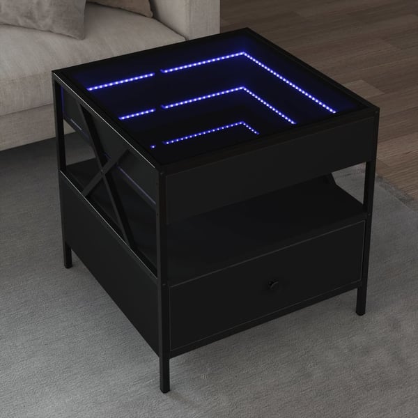 vidaXL sofabord med Infinity LED-lys 50x50x51 cm sort