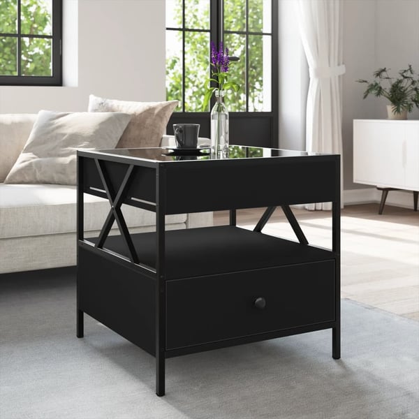 vidaXL sofabord med Infinity LED-lys 50x50x51 cm sort