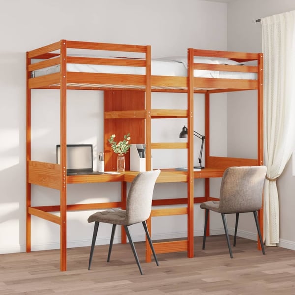 vidaXL Ramme for køyeseng voksbrun brun 75x190 cm heltre furu
