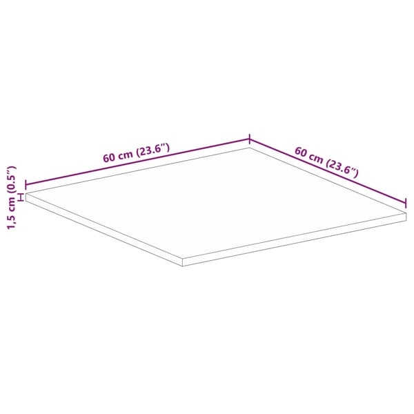 vidaXL Bordplade 60x60x1,5 cm firkantet ru massivt mangotræ