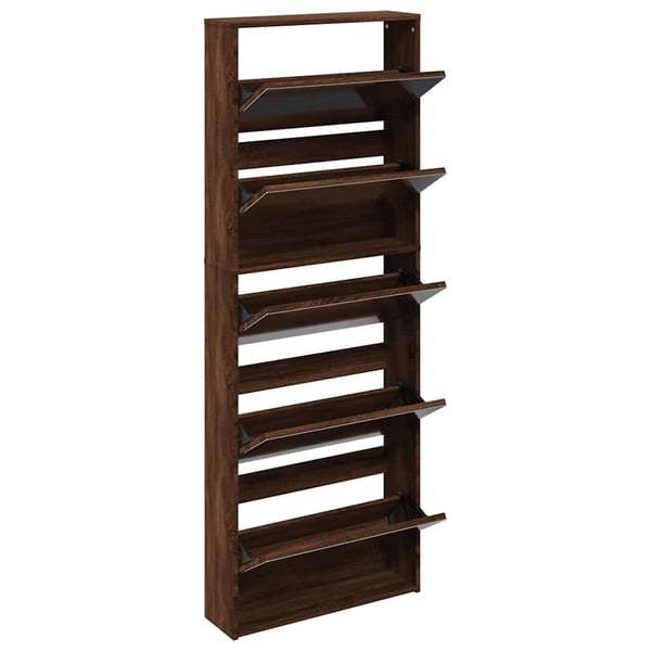 vidaXL Skoskap med speil 5 lag brun eik 63x17x169,5 cm