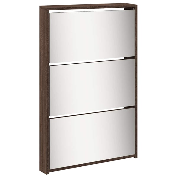 vidaXL Skoskap med speil 5 lag brun eik 63x17x169,5 cm