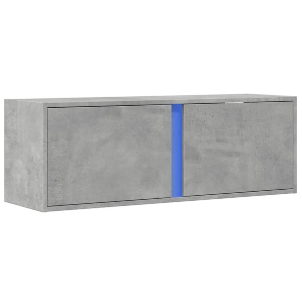 vidaXL Vegghengt TV-benk med LED-lys betonggrå 100x31x35 cm