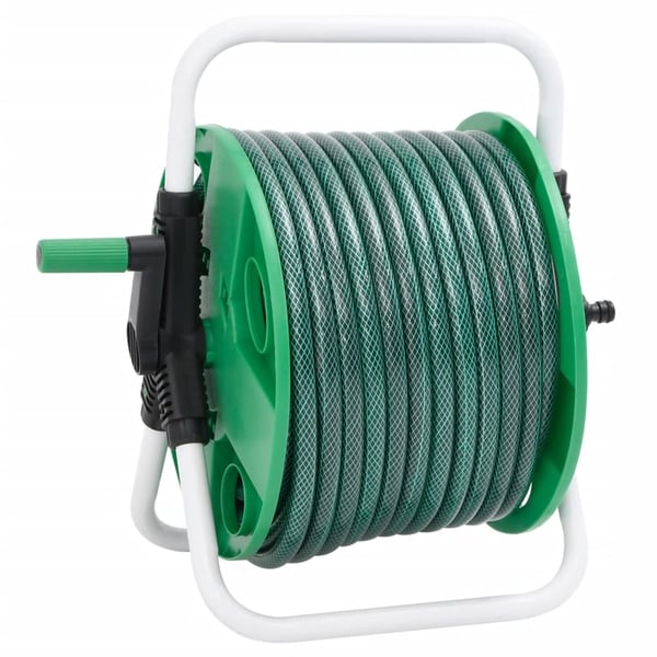vidaXL Frittstående slangetrommel grønn med slangefester 0,5" 30 m PVC